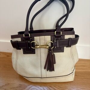 Coach Elegant Cream and Brown Women's Handbag